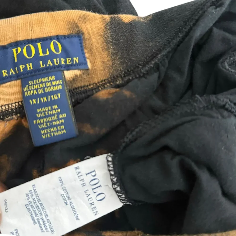 Polo Ralph Lauren Sleepwear Custom Bleached Two Tone Spell Out Logo Men 1X Black